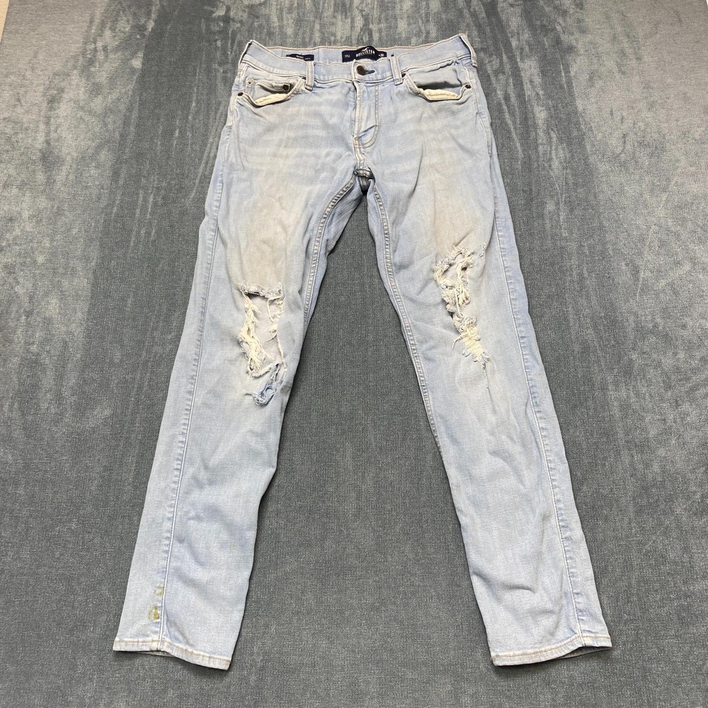Hollister Jeans Womens 30x30 Blue Denim Advanced Stretch Distressed Skinny Leg
